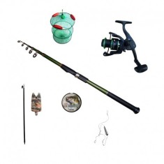 Set lansetă telescopică 3 m carbon, mulinetă P3000 Cool Angel si acesorii pescuit, putere aruncare 30-60 g