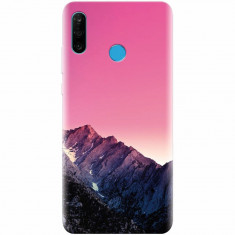 Husa silicon pentru Huawei P30 Lite, Mountain Peak Pink Gradient Effect