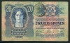 Q480 UNGARIA ROMANIA 20 KORONA 1913 prima emisiune CU TIMBRU SPECIAL STAMPILAT IN BUCOVINA VF