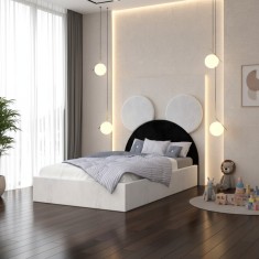 Pat Tapitat Serena cu Catifea Premium Alb Negru Stoc limitat