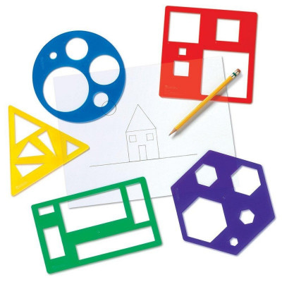 Set de forme colorate Learning Resources, 5 sabloane, 4 - 8 ani foto