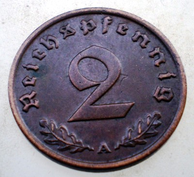 B.003 GERMANIA 2 REICHSPFENNIG 1937 A foto
