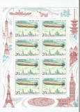 Uniunea Sovietica, Dirijabile (II), bloc de 8 timbre, 1991, MNH
