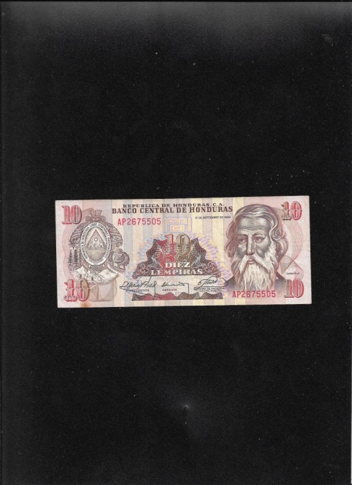 Rar! Honduras 10 lempiras 1989! seria2675505