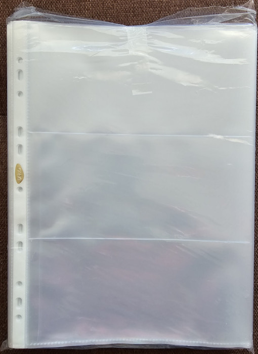 Set 50 folii pentru bancnote cu 3 compartimente, DACO