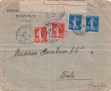 AMS % - PLIC CIRCULAT 1917 FRANȚA, FRANCATURĂ MULTIPLĂ, CONTROL MILITAR POSTAL