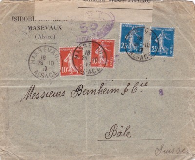 AMS % - PLIC CIRCULAT 1917 FRANȚA, FRANCATURĂ MULTIPLĂ, CONTROL MILITAR POSTAL foto