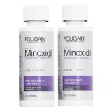 Solutie Foligain Minoxidil 2%, pentru femei, tratament pentru cresterea parului, 2 flacoane + o pipeta