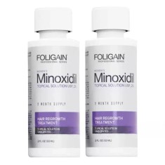 Solutie Foligain Minoxidil 2%, pentru femei, tratament pentru cresterea parului, 2 flacoane + o pipeta
