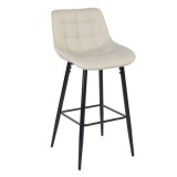 Scaun bar Beatriz, fix, metal + imitatie piele, bej + negru, 103 cm