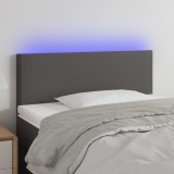 VidaXL Tăblie de pat cu LED, gri, 90x5x78/88 cm, piele ecologică