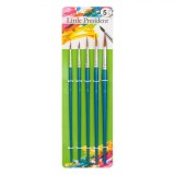 Set Pensule Pictură Little President, V&acirc;rf Rotund, 5 Bucăți, Păr Natural, Mărimi Nr. 2-12, Albastru, Oem