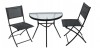 Set mobilier gradina 3 piese, metal negru, scaune pliabile