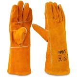 Manusi de protectie pentru gratar din piele, XL, maro, 34 cm, 1 pereche