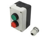 Casetă de comandă PROMET PY2BOS-1, 2 butoane convex, IP65, poliamidă 6A