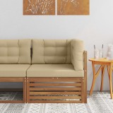 vidaXL Canapea colțar Lemn Solid de Acacia Natural și Bej 900571