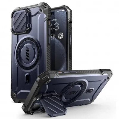 Husa iPhone 15 Pro Max Antisoc protectie camera Albastru SUBXT foto