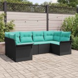 vidaXL Set de canapele pentru grădină 6 pcs Negru Rattan poli 3354175