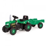 Tractor cu pedale Dolu, verde, cu remorca, 143 cm. Jucarie gradina, +3 ani