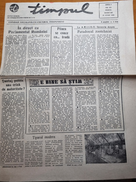 ziarul timpul 13 iunie 1990