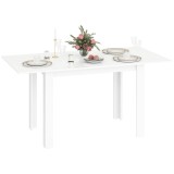 HOMCOM Masă Extensibilă pentru 4-6 Persoane cu Panouri Rabatabile, 120-160x80x78 cm, Alb Lucios | Aosom Romania