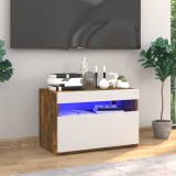 VidaXL Comodă TV cu lumini LED, stejar fumuriu, 60x35x40 cm