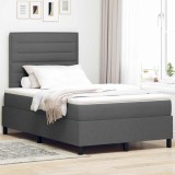 Pat cu arcuri box cu saltea și LED - Gri &icirc;nchis - 120x200 cm