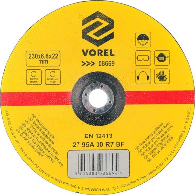Disc abraziv pentru debitat metale 230x6.8x22 mm VOREL foto