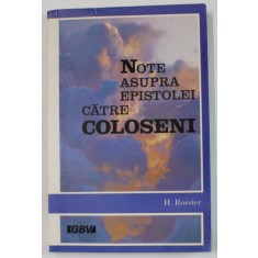 NOTE ASUPRA EPISTOLEI CATRE COLOSENI de H. ROSSIER , 1992