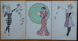 5 carti postale cromolitografiate , jocuri de noroc , inceput de secol 20, Printata, Europa