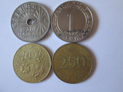 Lot 4 monede:Spania,Algeria,Italia,Liban vedeți imaginile foto