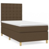 Cumpara ieftin Pat box spring cu saltea, maro inchis, 80x200 cm, textil