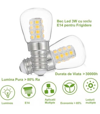 Bec E14 LED 3W pentru frigider -20C +45 230-038 foto