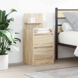 VidaXL Noptiera cu 2 sertare Stejar Sonoma 38x34x80 cm