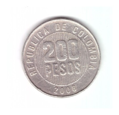 Moneda Columbia 200 pesos 2008, stare relativ buna, curata foto