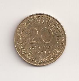 Moneda Franta - 20 Centimes 1991 foto