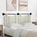 vidaXL Tăblie de pat suspendată Cu lumină LED Crem Catifea 3424146