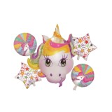 Cumpara ieftin Buchet 5 baloane folie Unicorn Magic, 70 X 70 cm