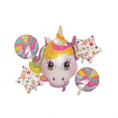 Buchet 5 baloane folie Unicorn Magic, 70 X 70 cm