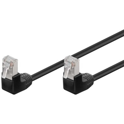 Cablu Patch CAT5e 2x RJ45 90 FTP 0.5m negru pentru Conectare retea foto