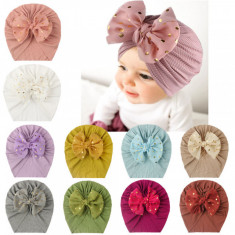 Caciulita tip turban cu fundita din tulle aplicata (Marime Disponibila: 6-9 foto