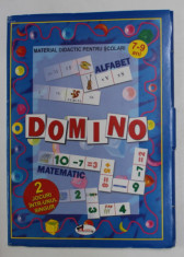 DOMINO , MATERIAL DIDACTIC PENTRU SCOLARI , 2 JOCURI INTR - UNUL SINGUR * 7 - 9 ANI foto