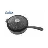 Tigaie adanca fonta emailata cu capac 24 x 8 cm, 2.5L, Marble Grey, Cooking By Heinner