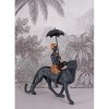 Statueta de gradina cu un african calare pe un leopard CW239, Animale