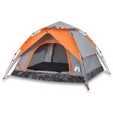 Cort camping cupola 3 persoane, gri/portocaliu, setare rapida