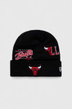 New Era caciula culoarea negru, din tricot gros, CHICAGO BULLS