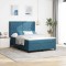 vidaXL Pat cu boxă spring LED și saltea albastru 140 x 200 cm Catifea