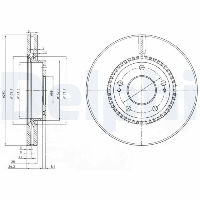 DELPHI BG3861C Disc frana