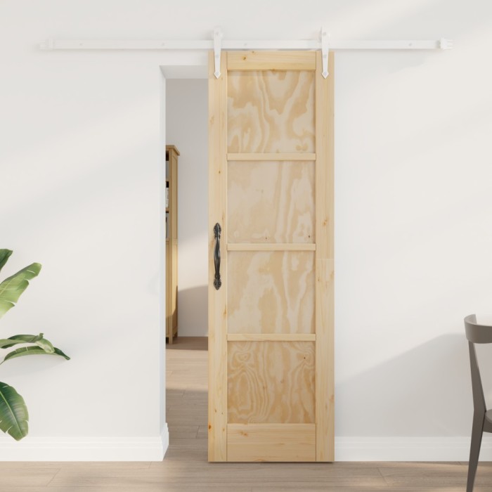 Ușa Glisantă vidaXL cu Set de Echipamente 61x198.5 cm Lemn Masiv de Pin
