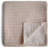 Mushie Muslin Swaddle Blanket Organic Cotton păturică de &icirc;nfășat Natural Stripe 120cm x 120cm 1 buc